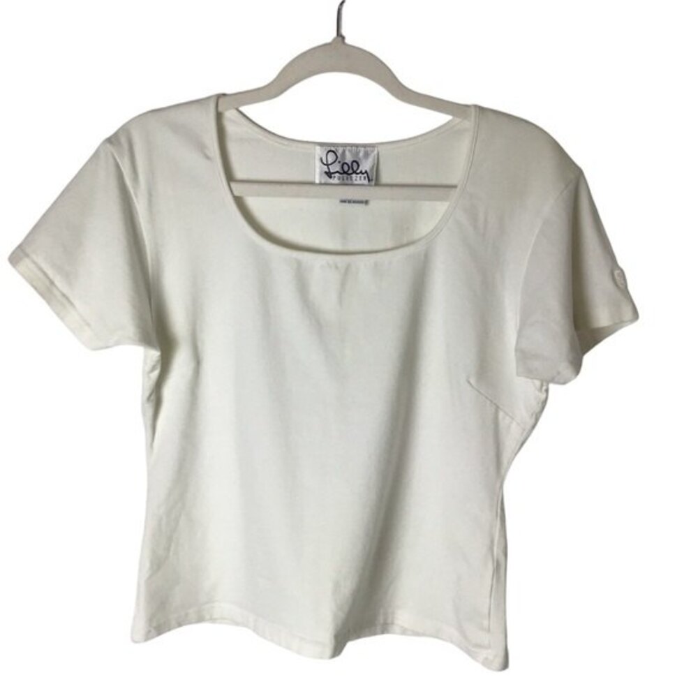Lilly Pulitzer White Short Sleeve White Label Vintage Top Size L
